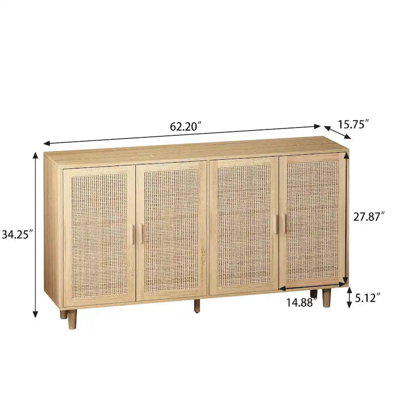 62.20Elegant and Functional 4-Door Rattan Sideboard/Buffet