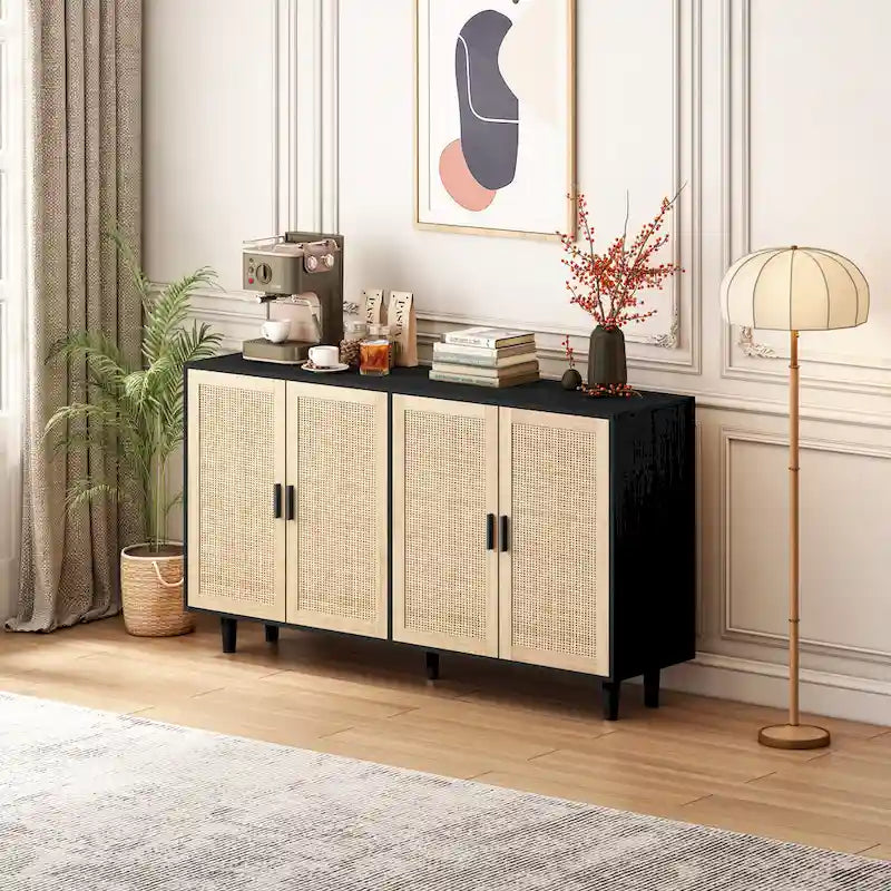 62.20Elegant and Functional 4-Door Rattan Sideboard/Buffet