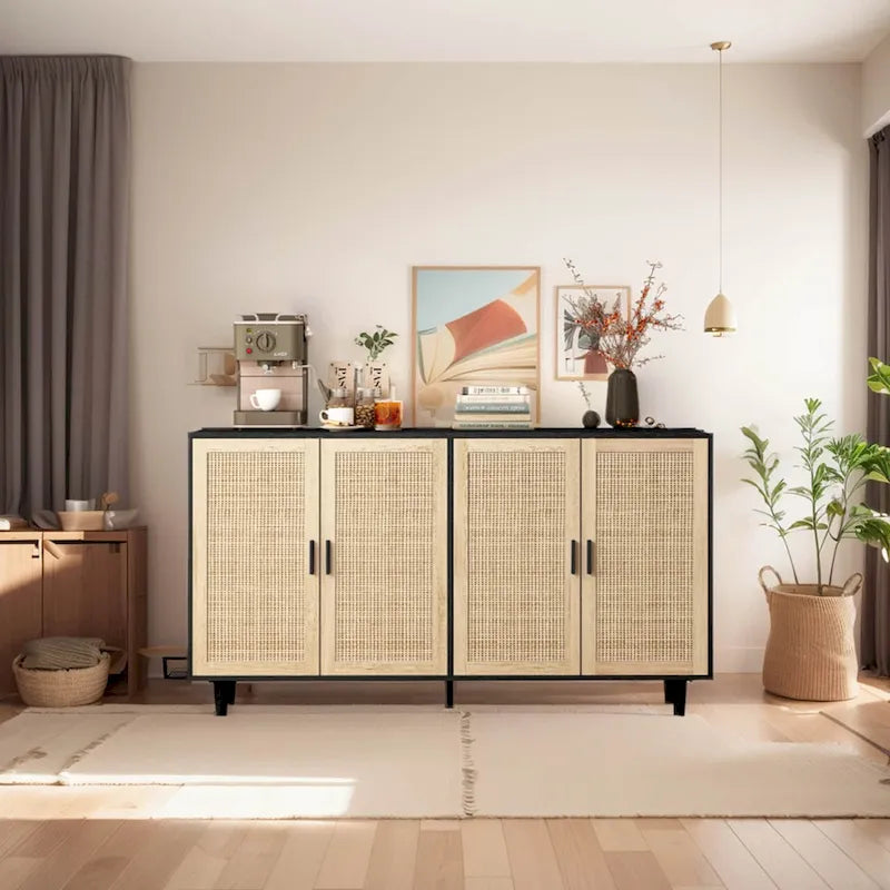 62.20Elegant and Functional 4-Door Rattan Sideboard/Buffet