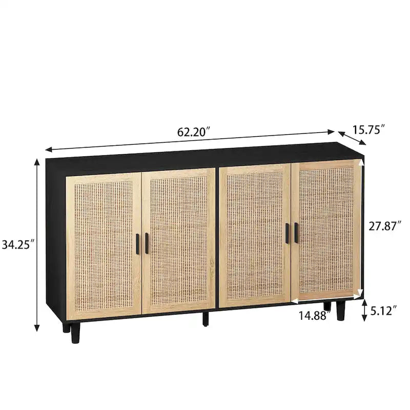 62.20Elegant and Functional 4-Door Rattan Sideboard/Buffet