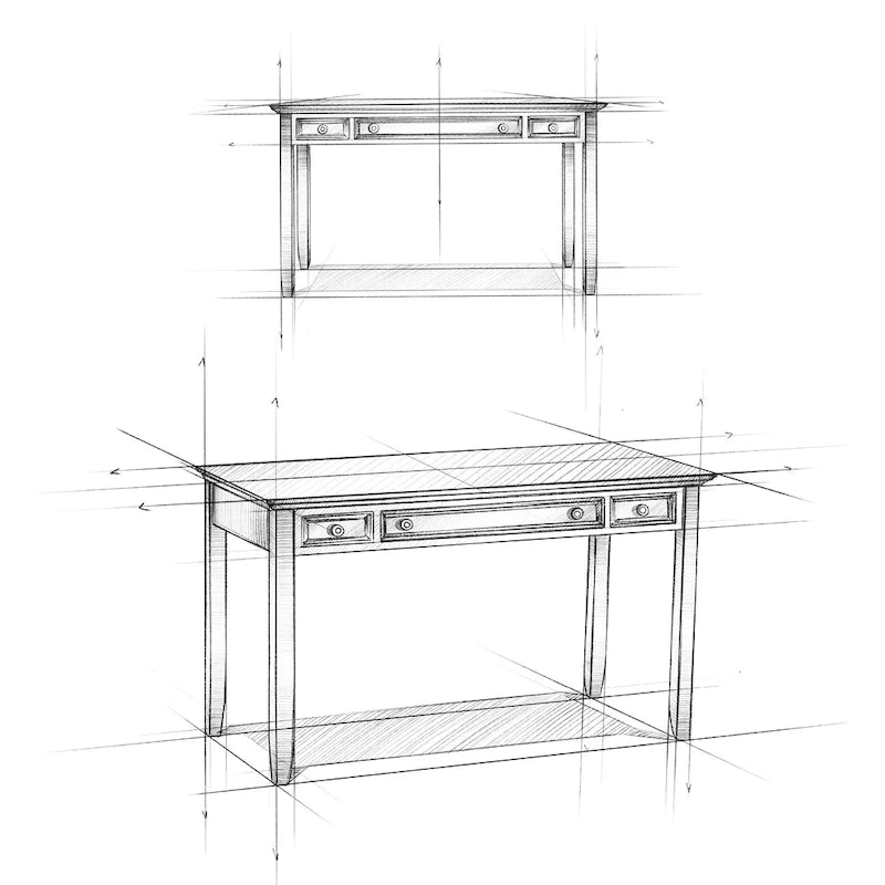 SOLID WOOD Transitional 54 inch Wide Desk