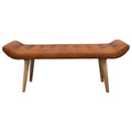 Wood and Goat Leather Bench