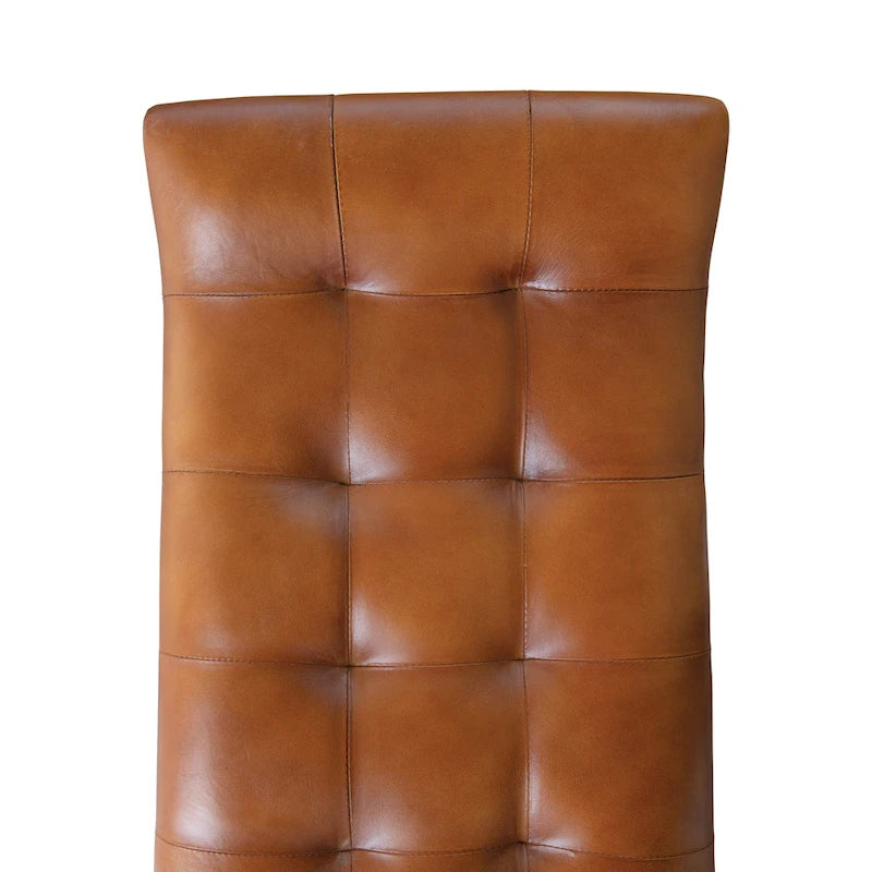 Wood and Goat Leather Bench