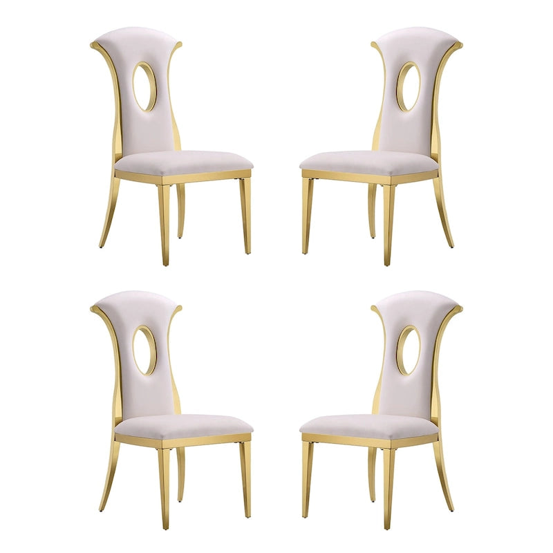Luxury White Velvet Dining Chairs with Polished Gold Legs