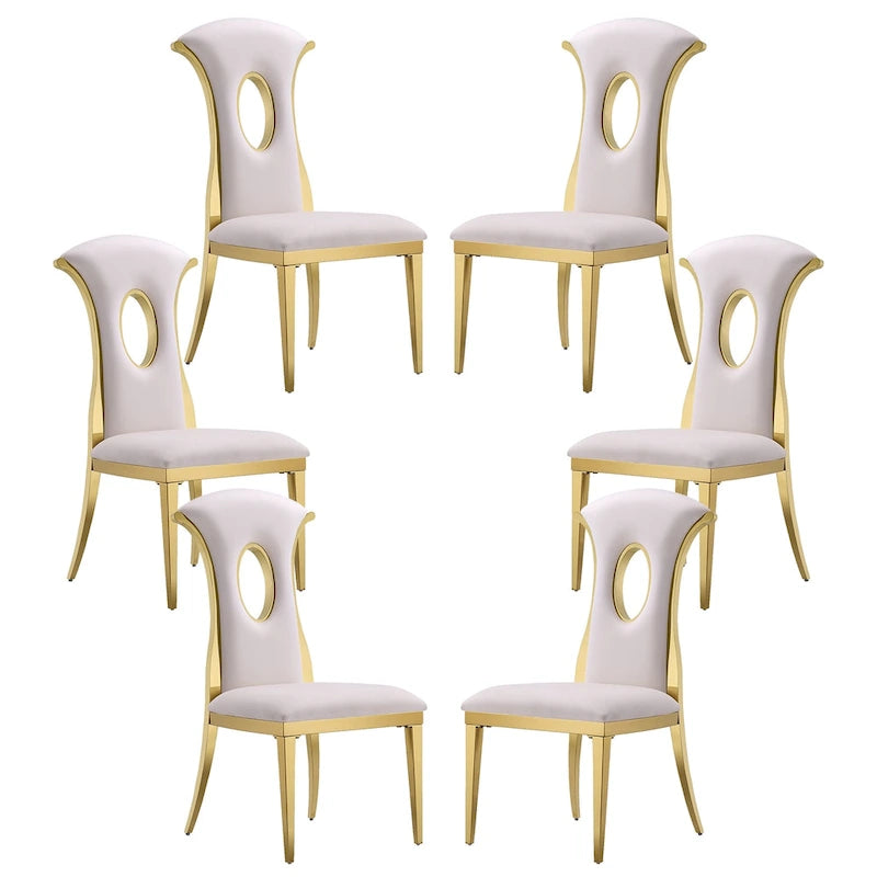 Luxury White Velvet Dining Chairs with Polished Gold Legs