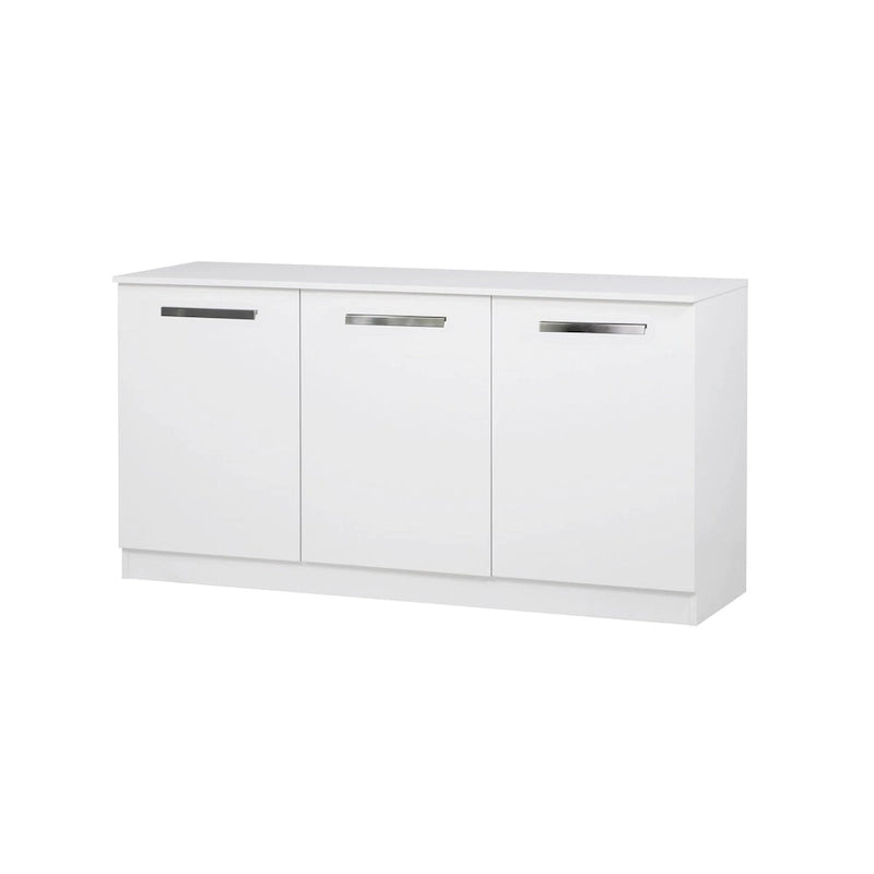 White Wood Grain 3-Door Contemporary Credenza File Cabinet