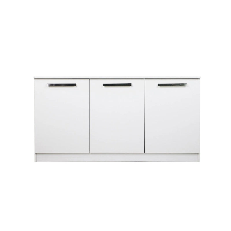 White Wood Grain 3-Door Contemporary Credenza File Cabinet