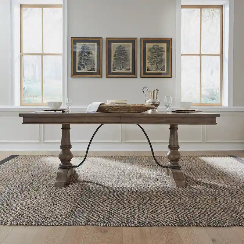 Farmhouse Dusty Taupe Trestle Table