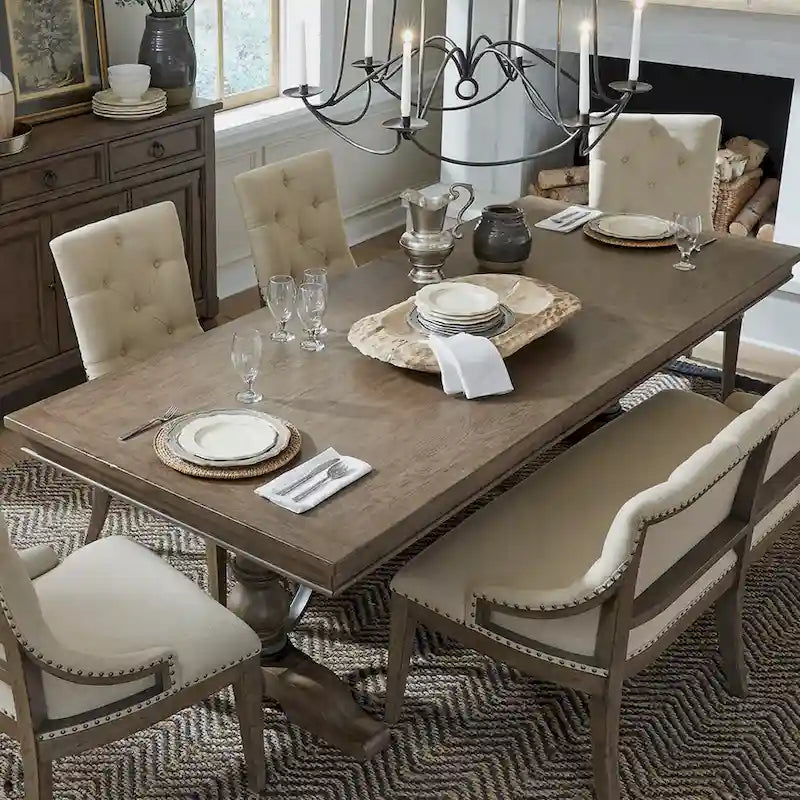 Farmhouse Dusty Taupe Trestle Table
