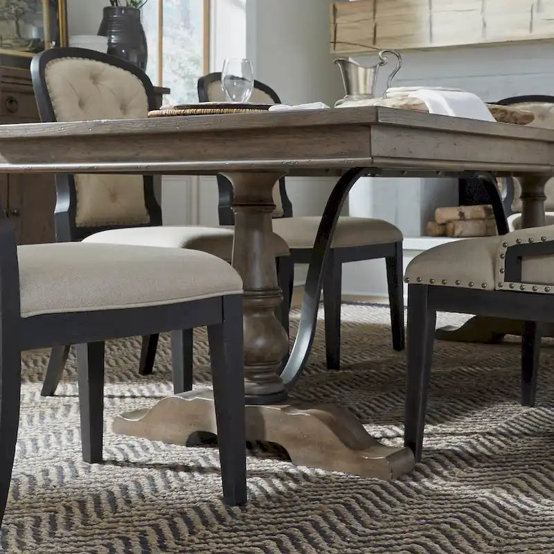 Farmhouse Dusty Taupe Trestle Table