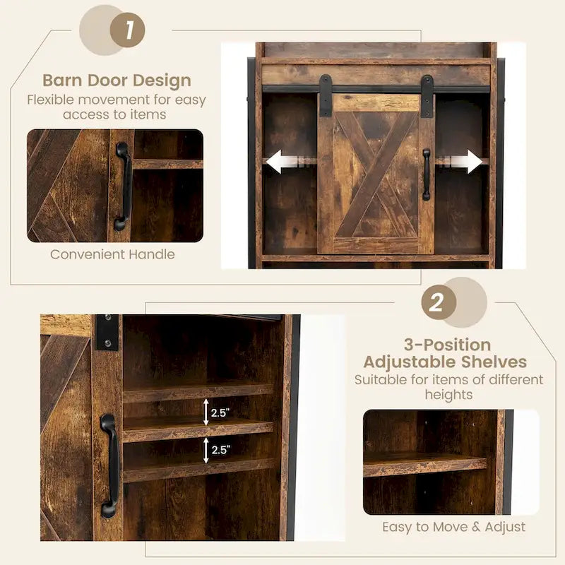 Over-The-Toilet Storage Cabinet Bathroom w/ Sliding Barn Door