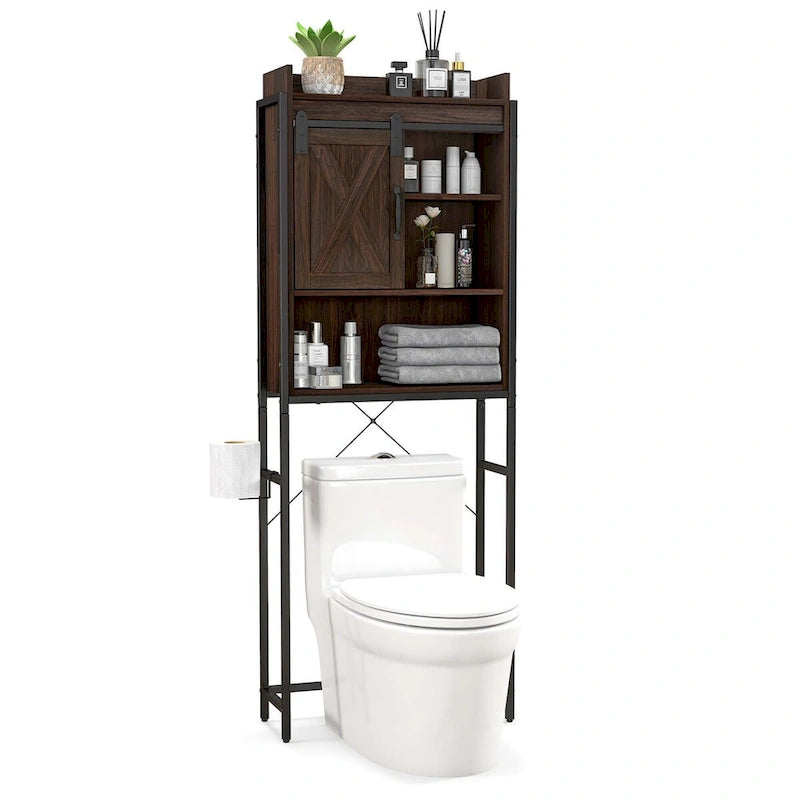 Over-The-Toilet Storage Cabinet Bathroom w/ Sliding Barn Door