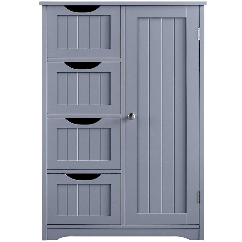 Large Bathroom Storage Cabinet Free-Standing Floor Cabinet with 4 Drawers and 1 Cupboard - N/A